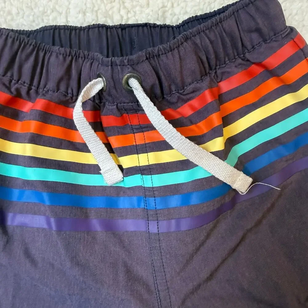 Hanna Andersson Rainbow Stripe Swim Trunks Shorts Toddler Boy 3T